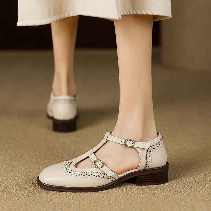 Retro Round Toe T-strap Shoes