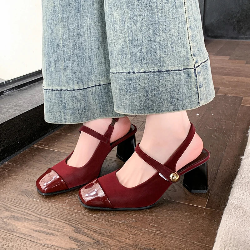 Square Heel Buckle Shoes
