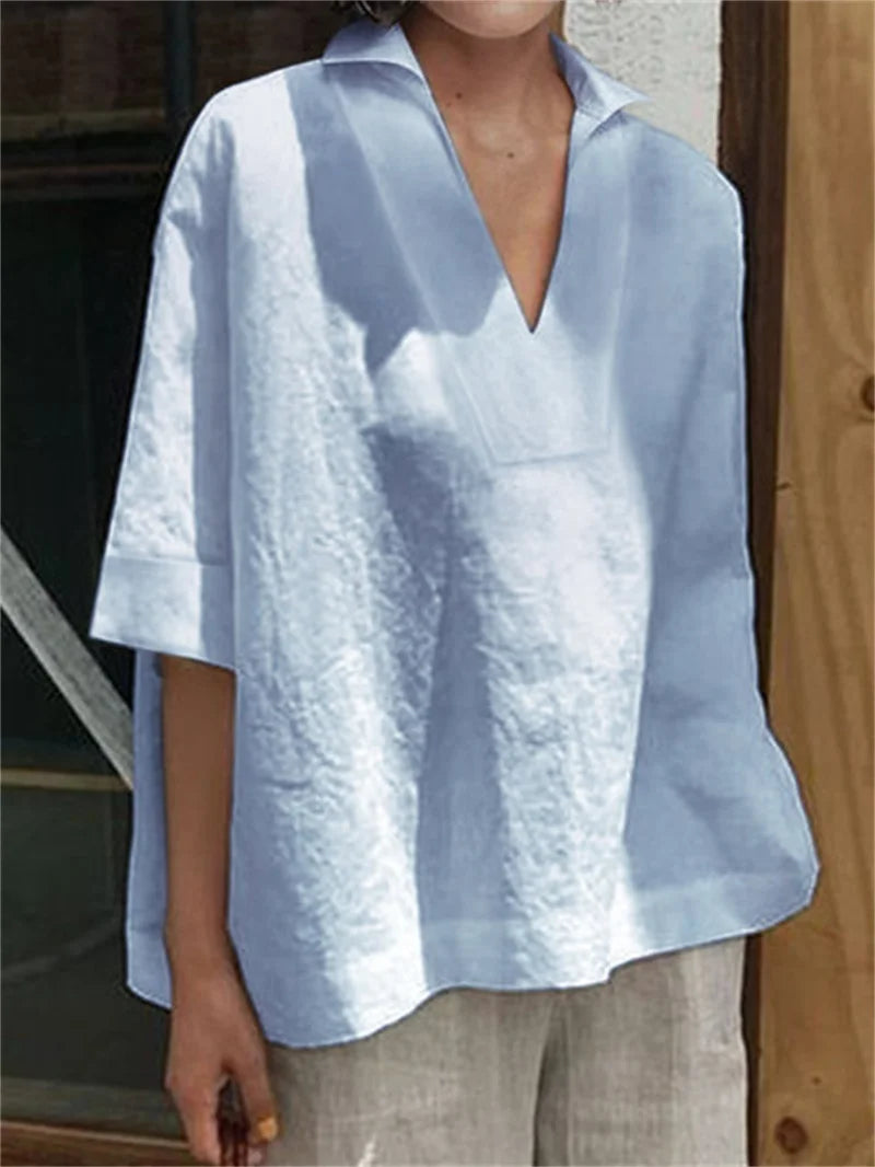 Loose V-neck Blouse