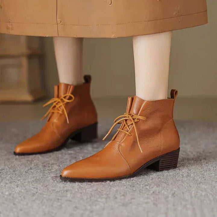 Ankle Pointed Toe Lace Up Boots