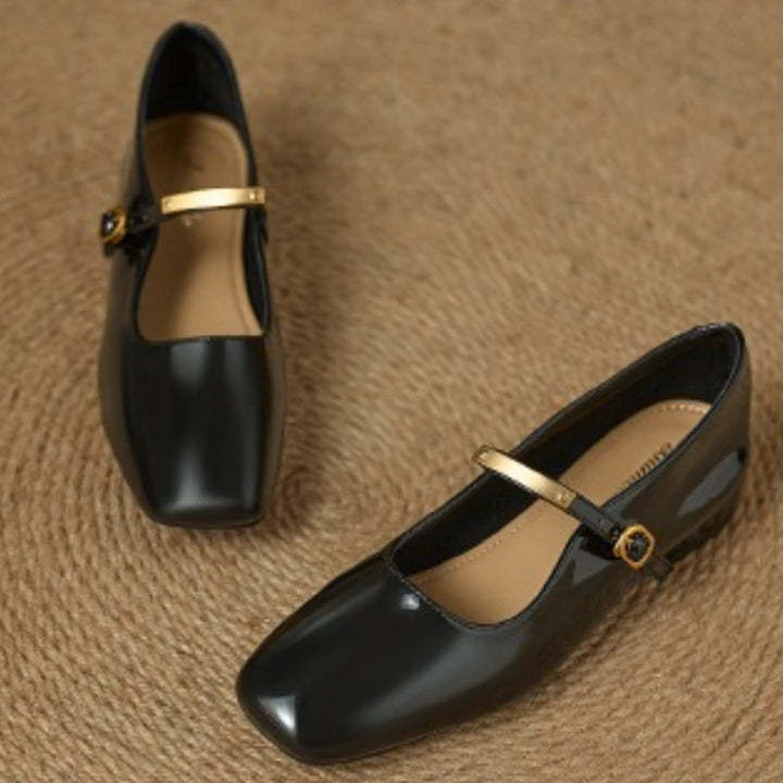 Retro Buckle Burgundy Mary Jane Shoes