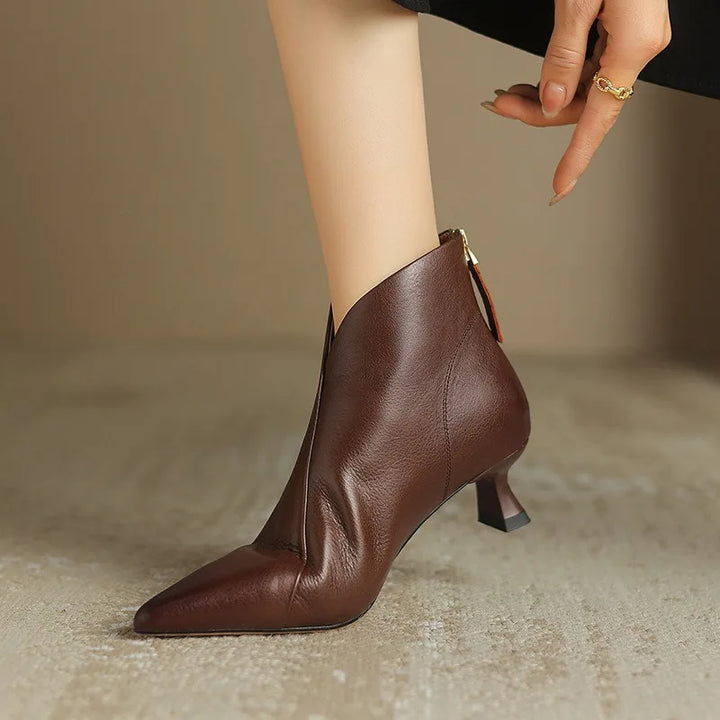 Elegant Pointed Toe Thick Middle Ankle Boots