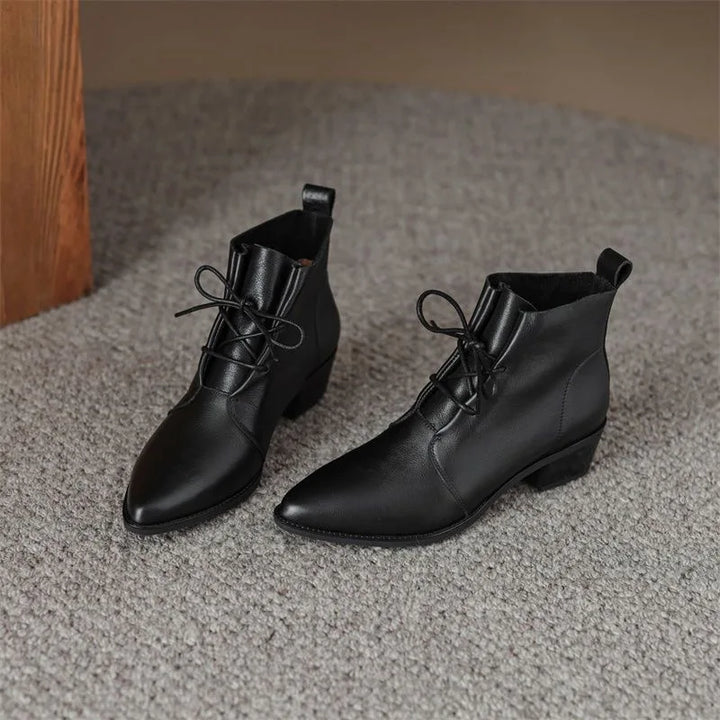 Ankle Pointed Toe Lace Up Boots