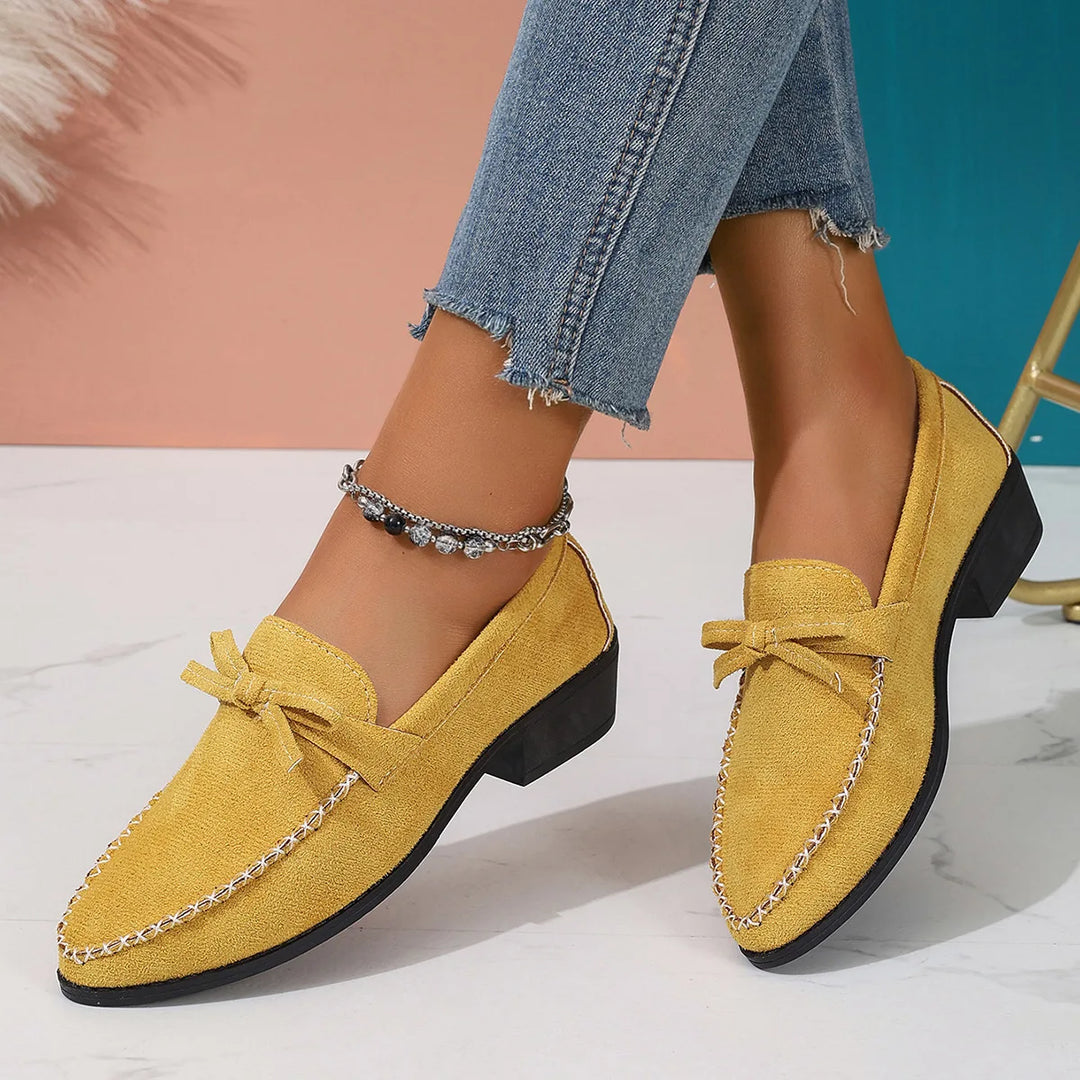 Block Heel Pointed Loafers