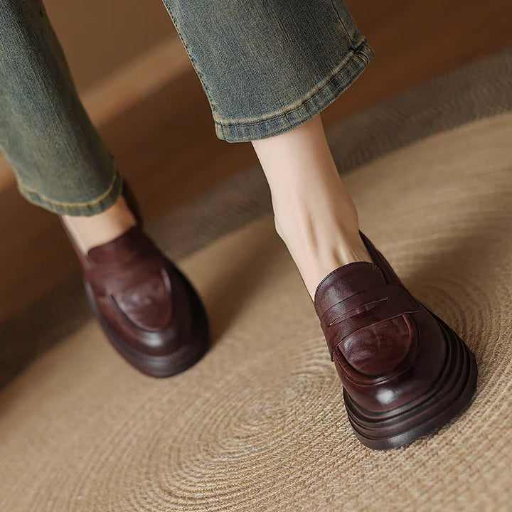 Retro Thick Heeled Woman Shoes