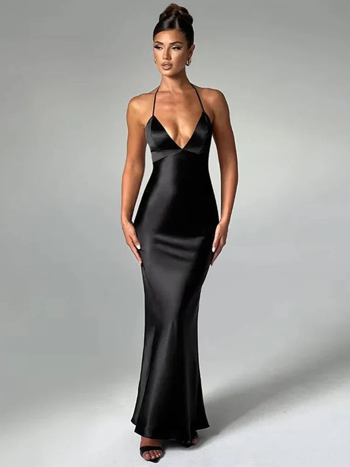 Satin Backless Slim Dress