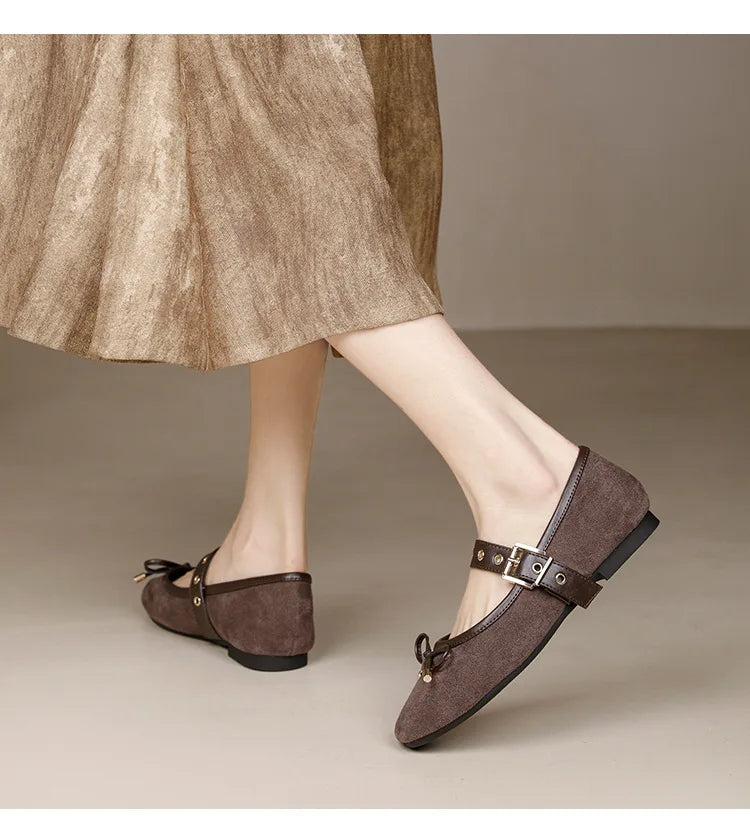 Mary Janes Women Velvet Flats
