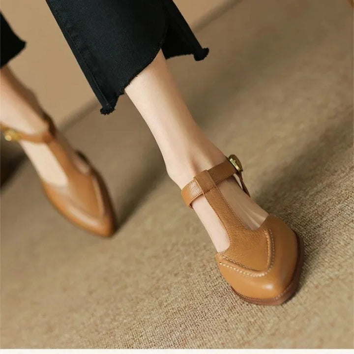 Wide Strap Buckle Shoes