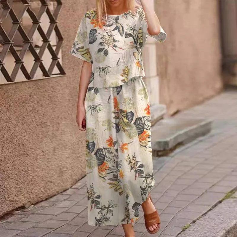 Linen Floral Two-piece Set
