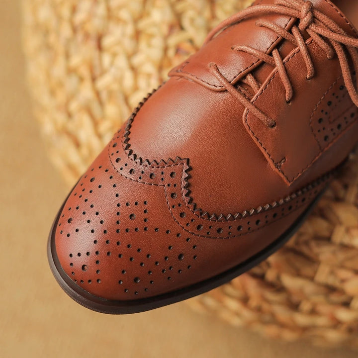 Low Heel Block Oxford Shoes