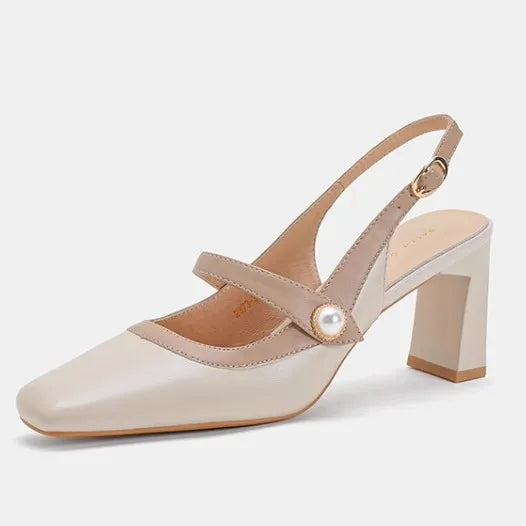 Vintage French Square Head Single Shoes