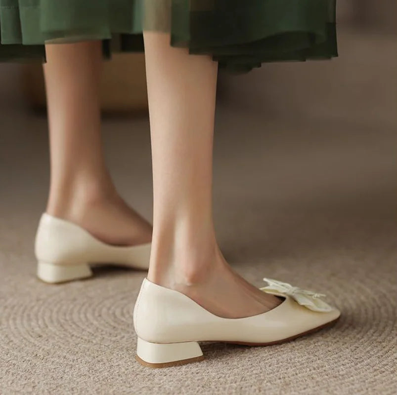 Low Heel Elegant Square Toe Shoes