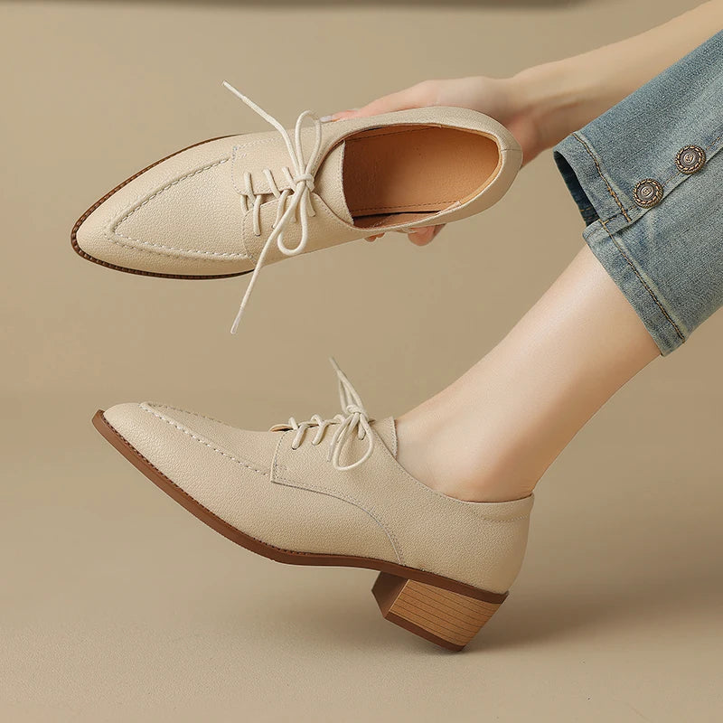 Chunky Heel Pointed Toe Shoes