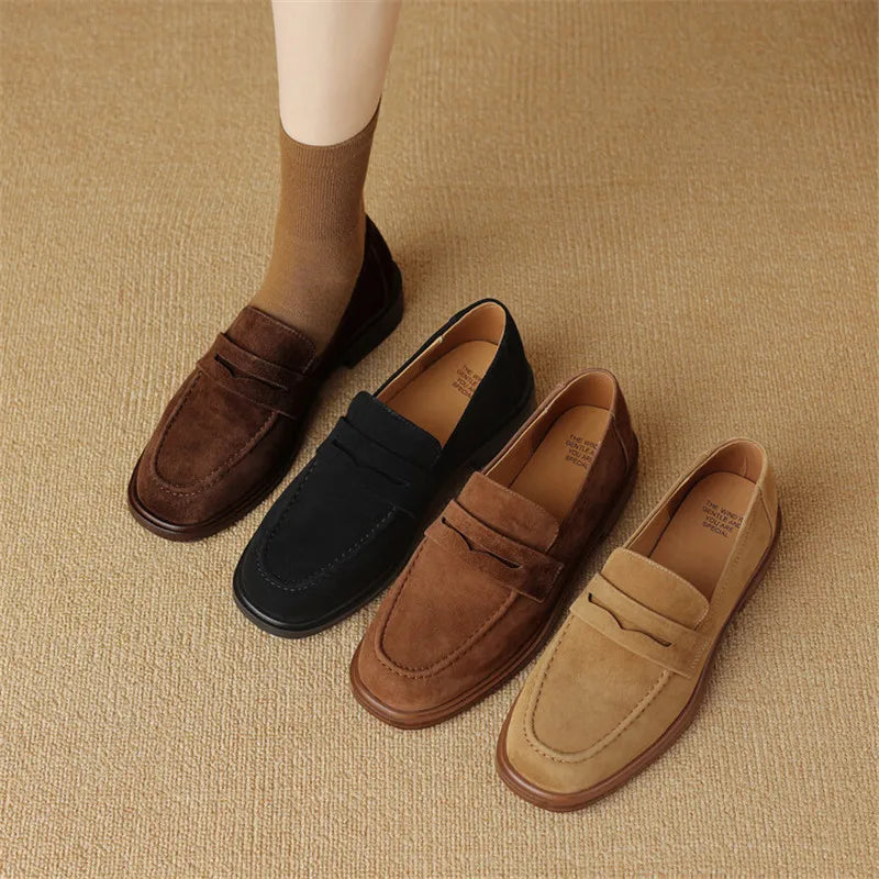Round Toe Chunky Heel Loafers