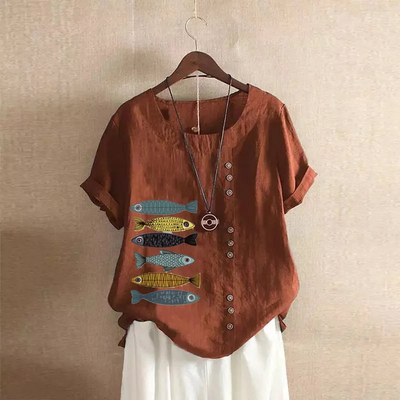 Button Printed T-shirt