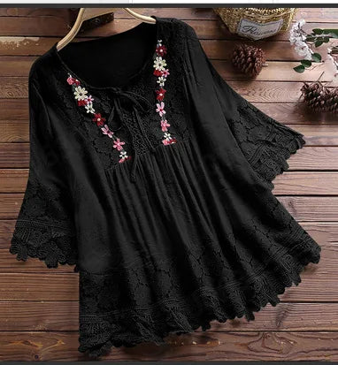 Flower V-neck Blouse