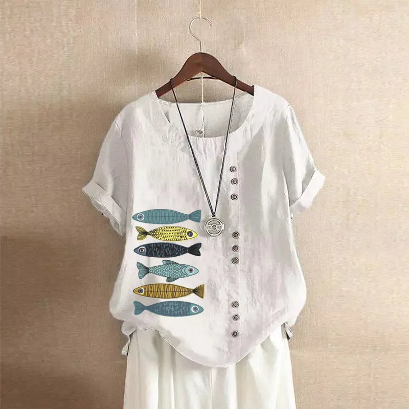 Button Printed T-shirt