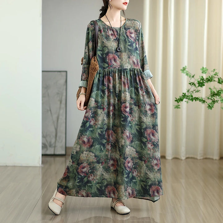 Retro Round Neck Women Dress