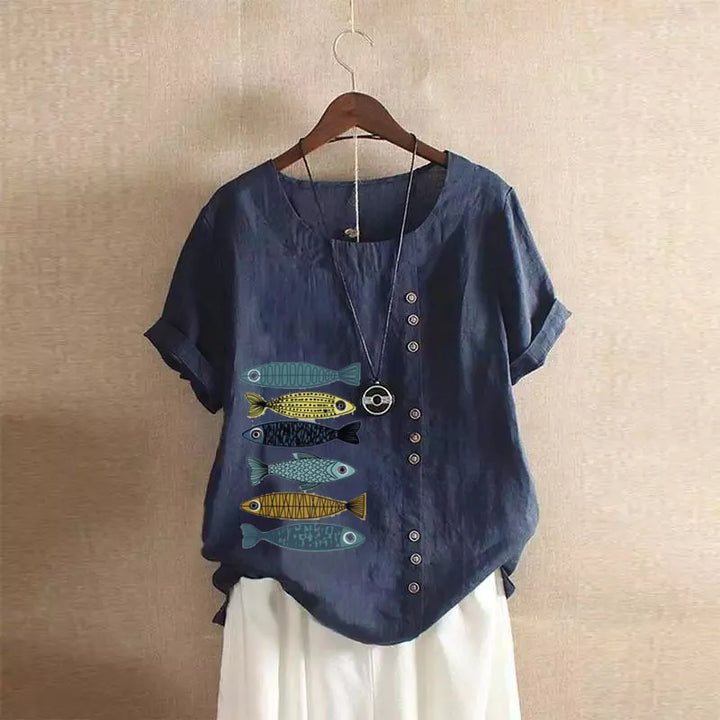 Button Printed T-shirt
