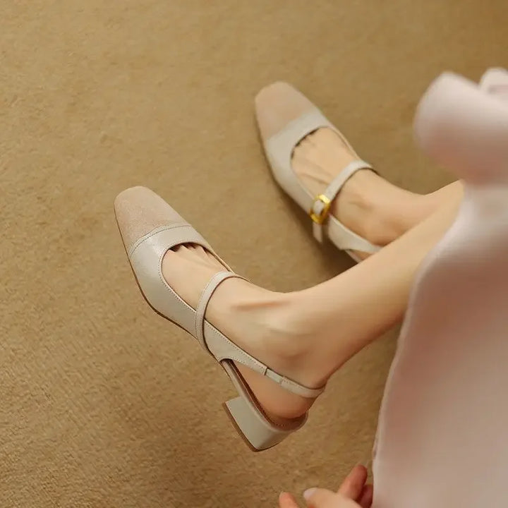 French Retro Square Head Shoes