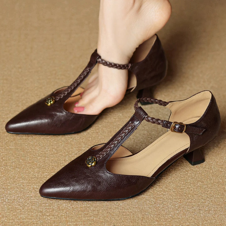 Genuine Leather T-strap Sandals