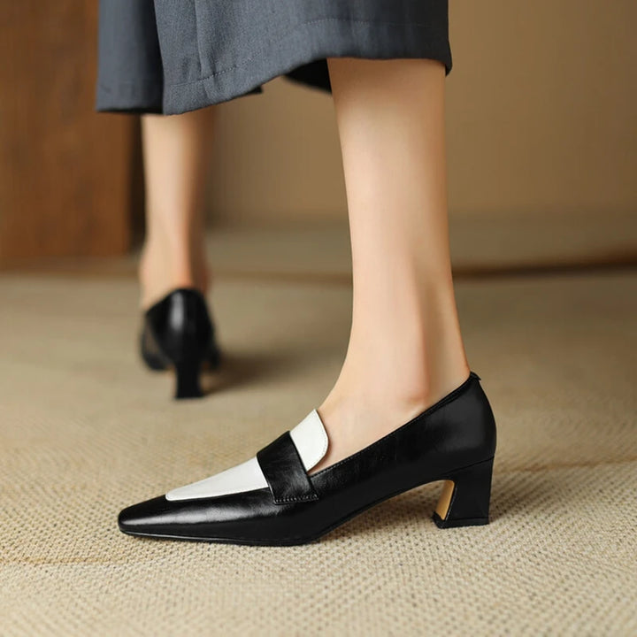 Pointed Toe Chunky Heel Loafers