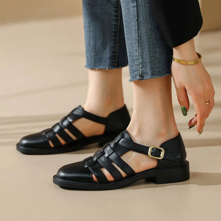 Round Toe Leather Sandals