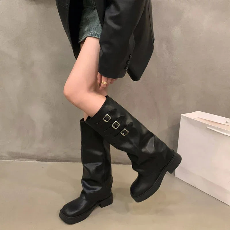 Retro Style Knee High Boots