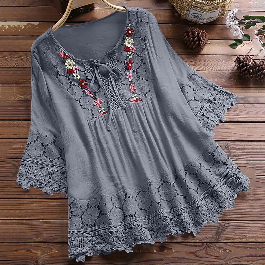 Flower V-neck Blouse