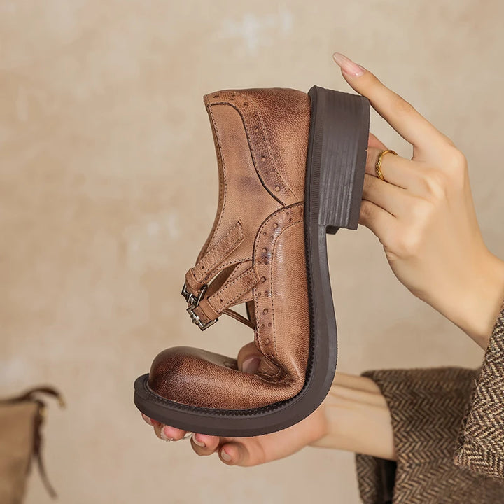 Ankle Strap Brogue Mary Janes Shoes
