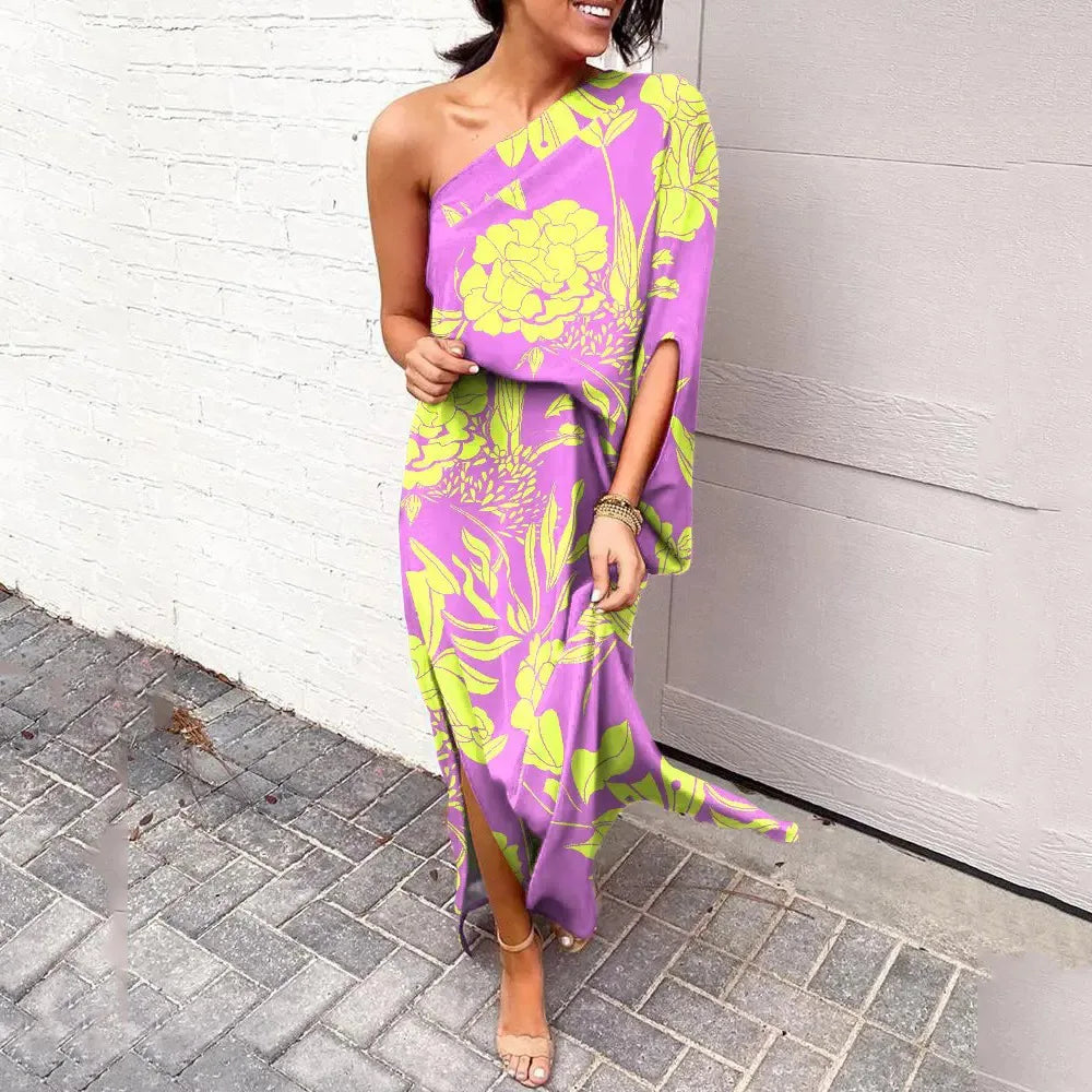 One Shoulder Floral Dress