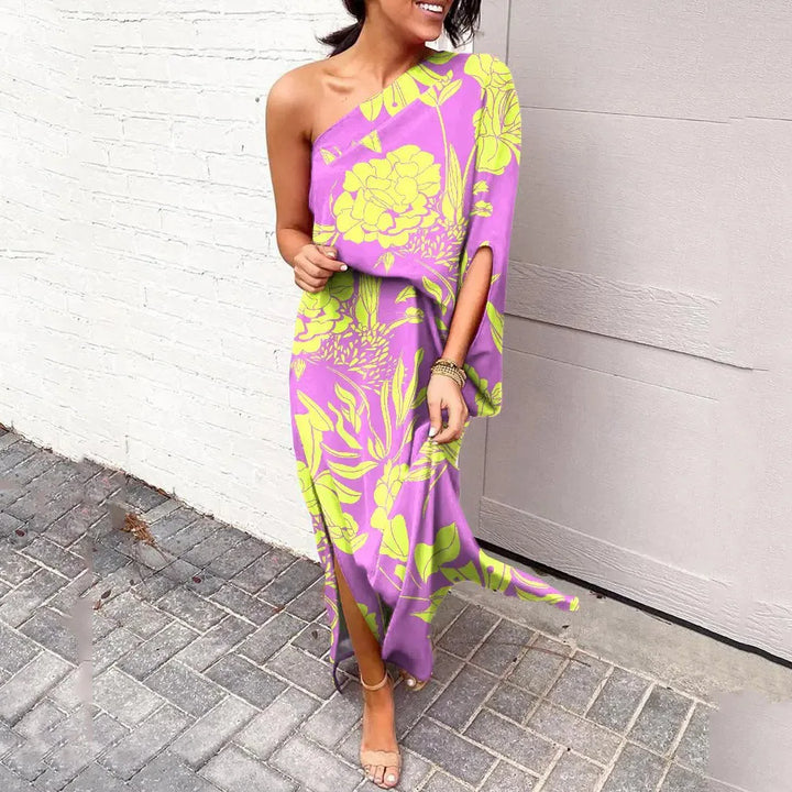 One Shoulder Floral Dress