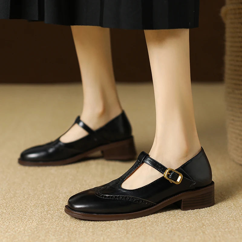 Round Toe Chunky Heel Retro Mary Janes