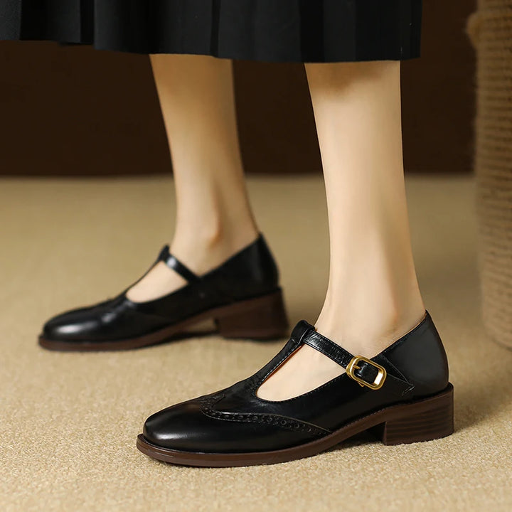 Round Toe Chunky Heel Retro Mary Janes