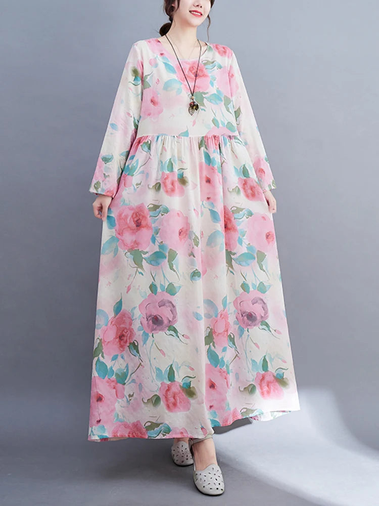 O-neck Vintage Dress