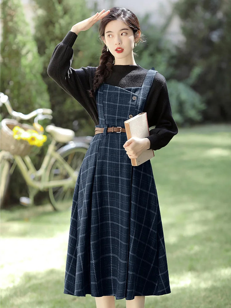 Fall Winter Plaid Dress
