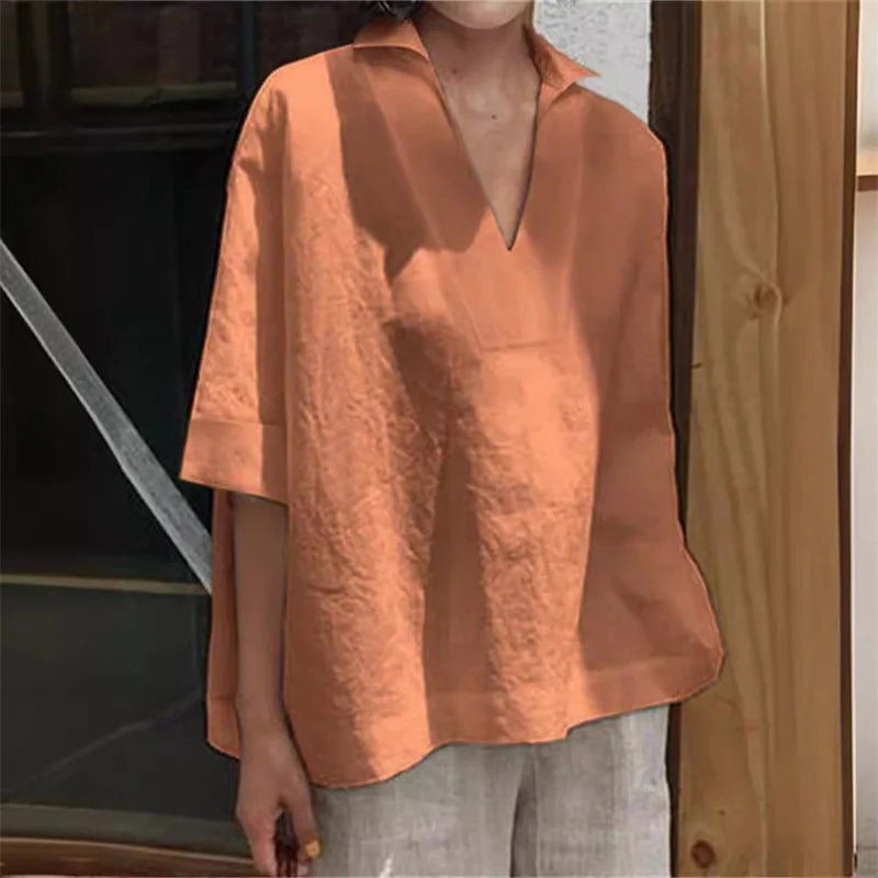 Loose V-neck Blouse