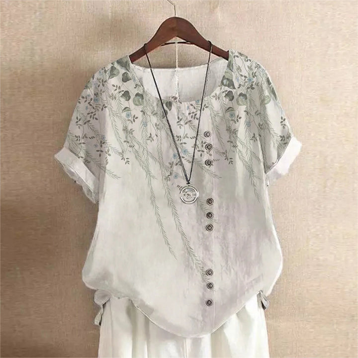 Retro White Printed Blouse