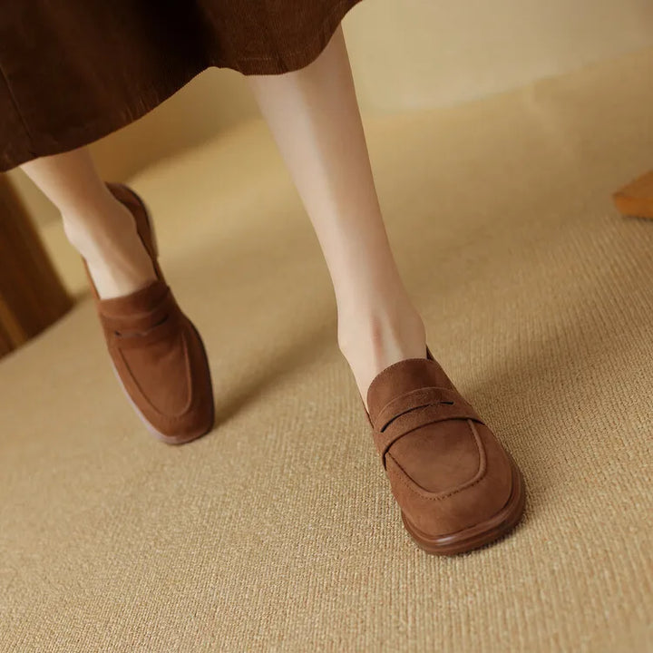 Round Toe Chunky Heel Loafers