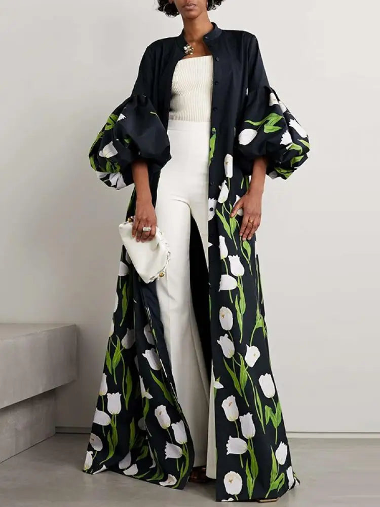 Single Breasted Floral Trench