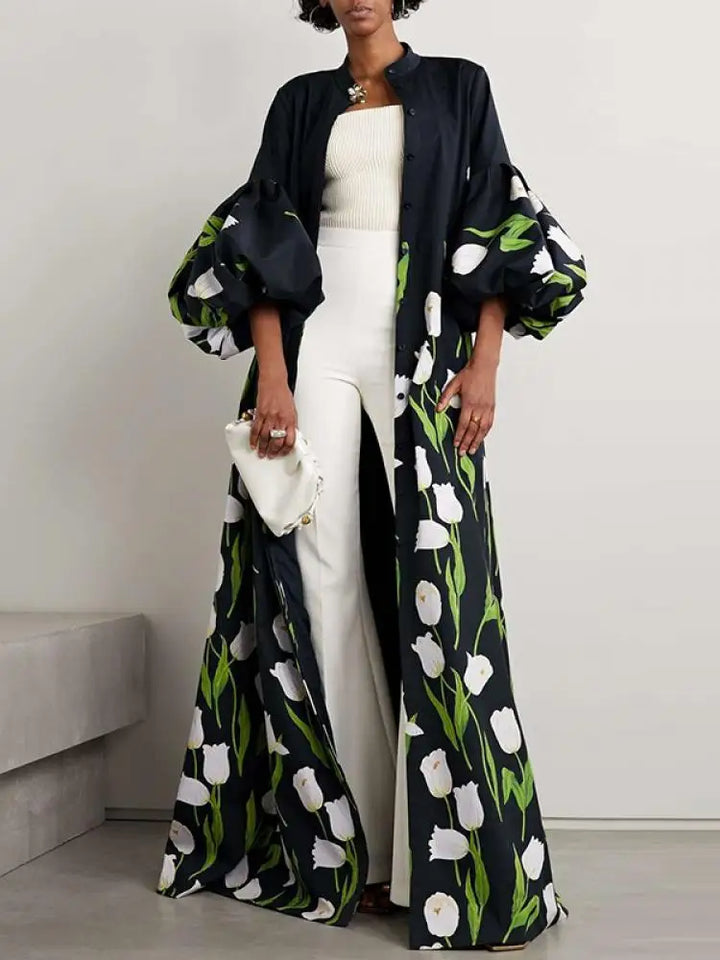 Single Breasted Floral Trench