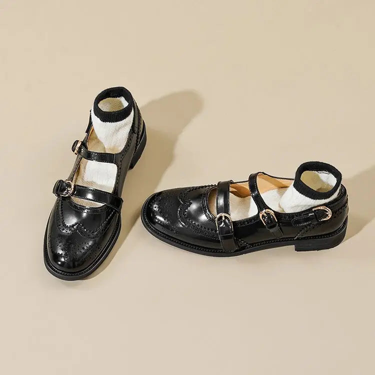 Round Toe Chunky Heel Shoes