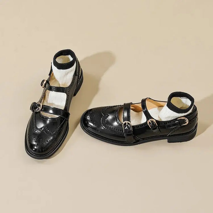 Round Toe Chunky Heel Shoes