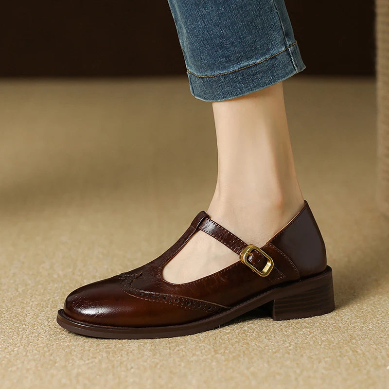 Round Toe Chunky Heel Retro Mary Janes