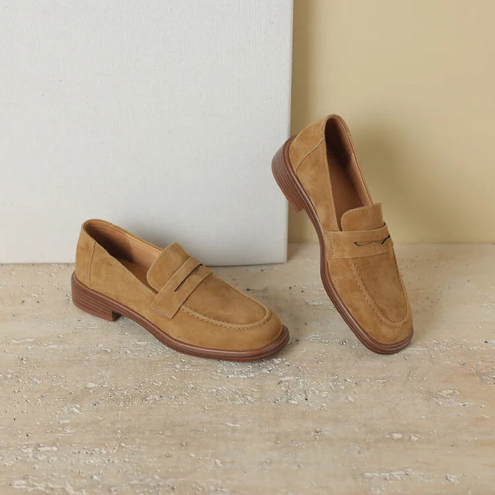 Round Toe Chunky Heel Loafers