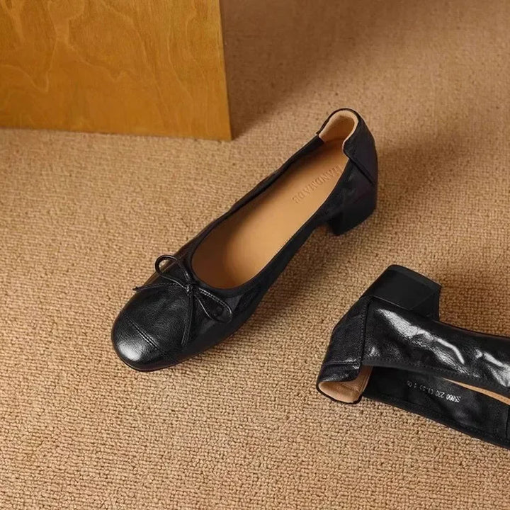 Retro Bow Round Head Flats