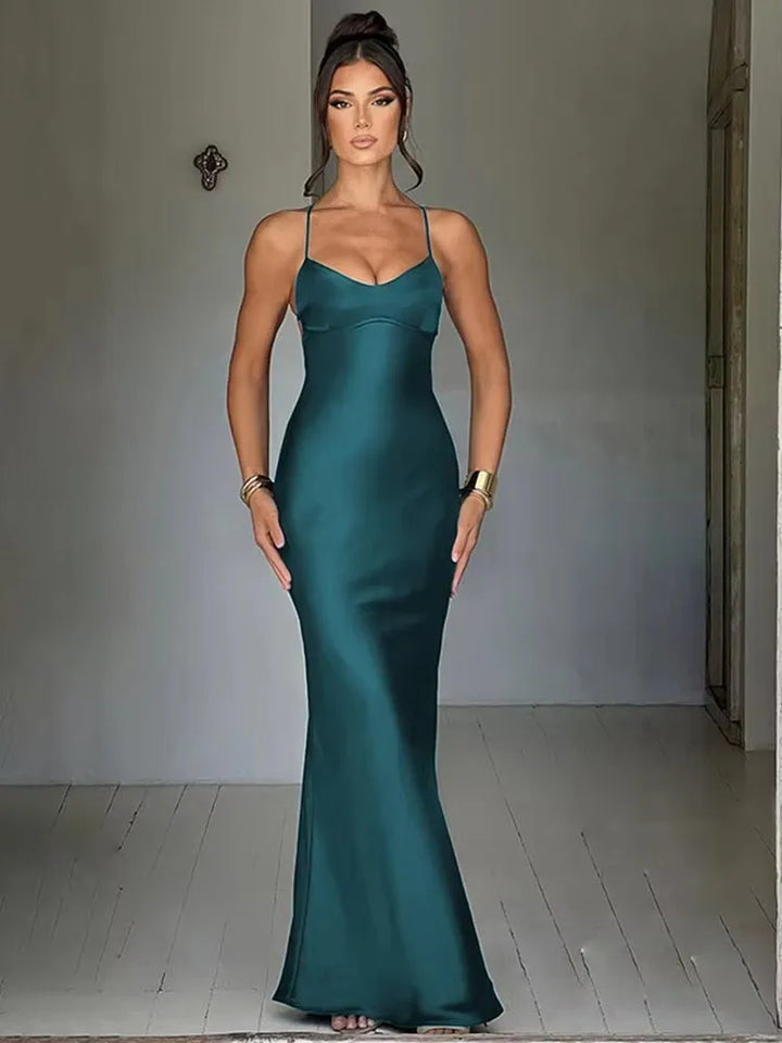 Satin Backless Slim Dress