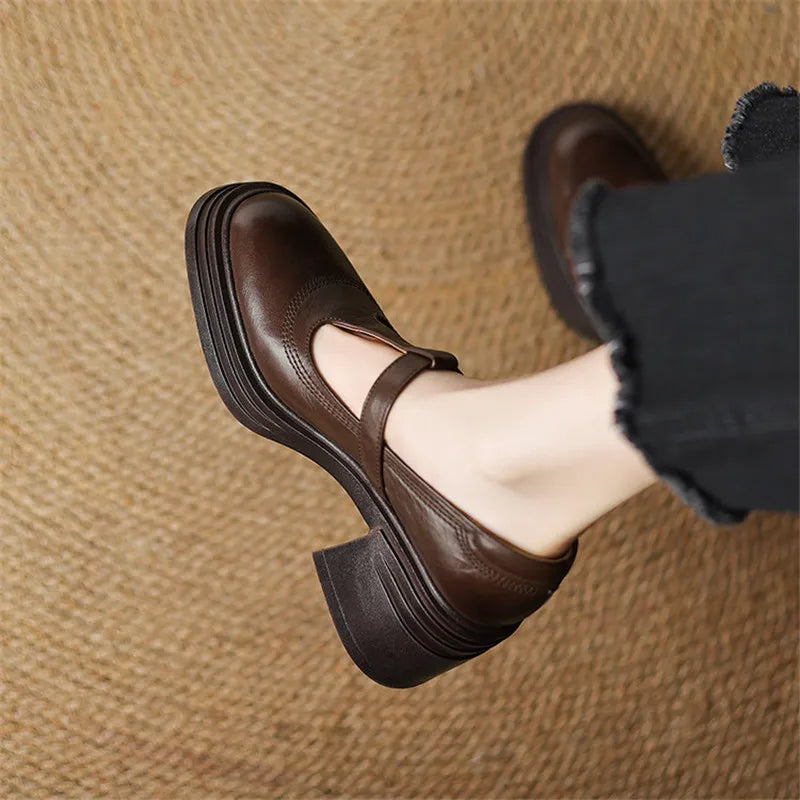 Chunky Heels Round Toe Women Pumps