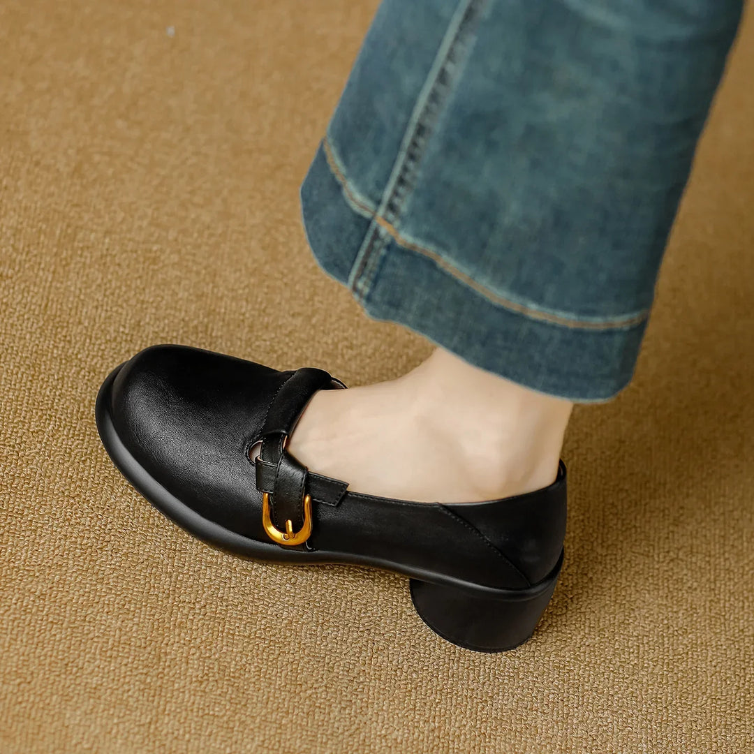 Round Toe Retro British Women's Single Shoes