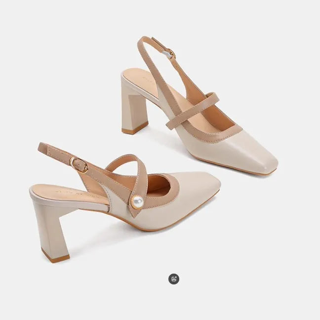 Vintage French Square Head Single Shoes